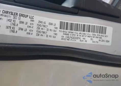 2013 Jeep Grand Cherokee Laredo z USA, uszkodzony, nr VIN 1C4RJFAG3DC639741